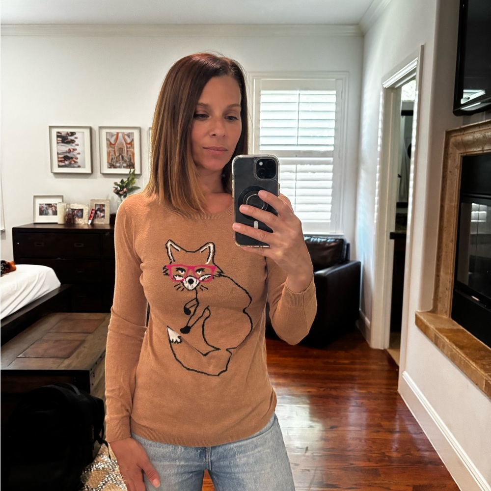 Fox Print Tan Sweater